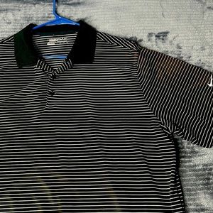 Mens Nike DriFit Black with white horizontal stripes Golf Shirt! Size XXL! Nice!